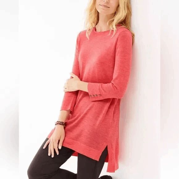 J. Jill merino wool sweater XS tunic coral pink Lightweight New - Picture 1 of 6
